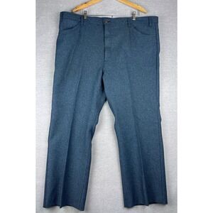 Vintage Levis Action Slacks Mens 44x27 Blue Heather Polyester Made in USA Pants